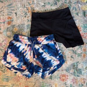 Patagonia Black Bike Shorts and Athleta Girl Tie-Dye Athletic Shorts
